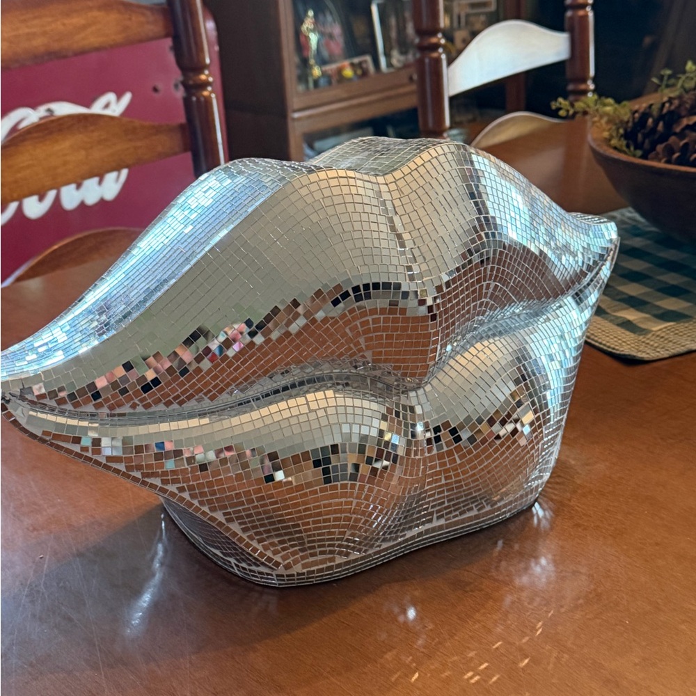 Silver Mosaic Lip Sculpture